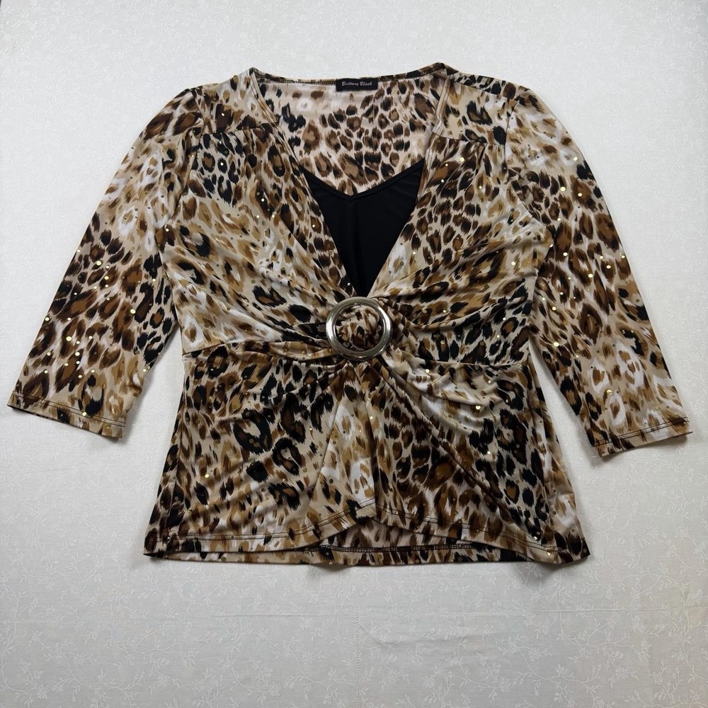 Brittany Black Leopard Print Blouse – Size L